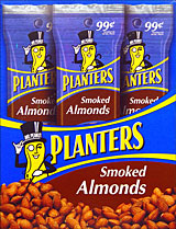 PLANTERS SMOKED ALMONDS 18/1.5OZ TUBES 