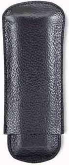 Black Leather Textured Cigar Case - Capacity: 2 Lonsdales 