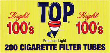 TOP CIGARETTE FILTER TUBES - LIGHT 100'S 200CT BOX 
