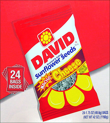 DAVID NACHO CHEESE SUNFLOWER SEEDS 24/1.75oz PACKS 
