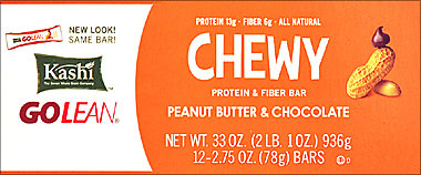 Kashi Go Lean Chewy Protein & Fiber Bar Peanut Butter & Chocolate - 12-2.75oz Bars 