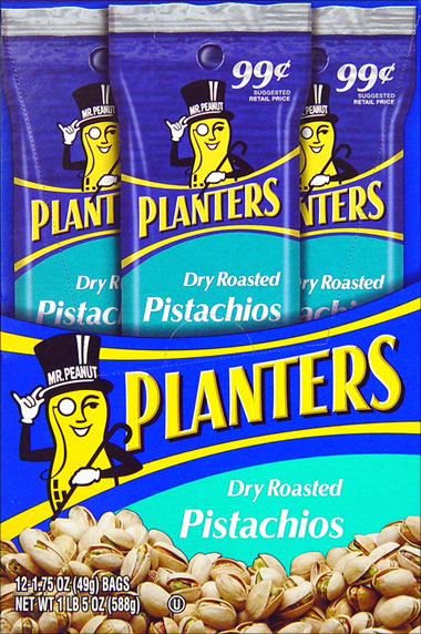 PLANTERS .99 DRY ROASTED PISTACHIOS 12/1.75OZ BAGS 